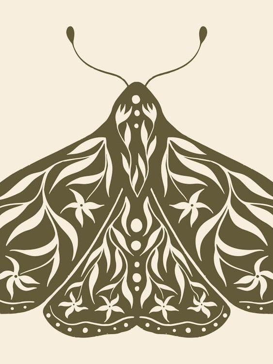 Folk Art Moth 01 - Woodland Green