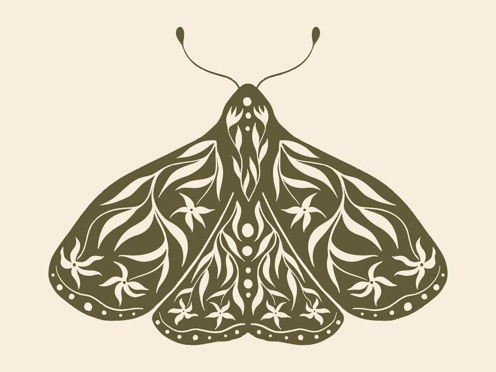 Folk Art Moth 01 - Woodland Green