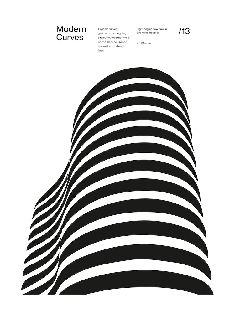 Modern Curves 13, Modern Architecture Design Poster, minimalist interior wall decor