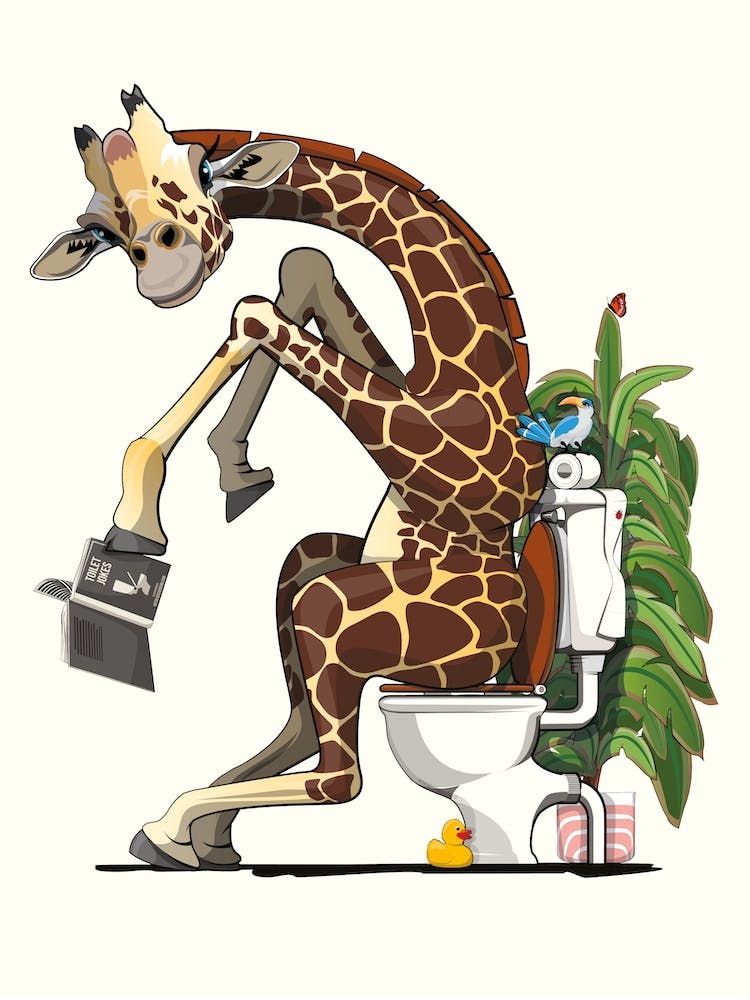 Giraffe On The Toilet
