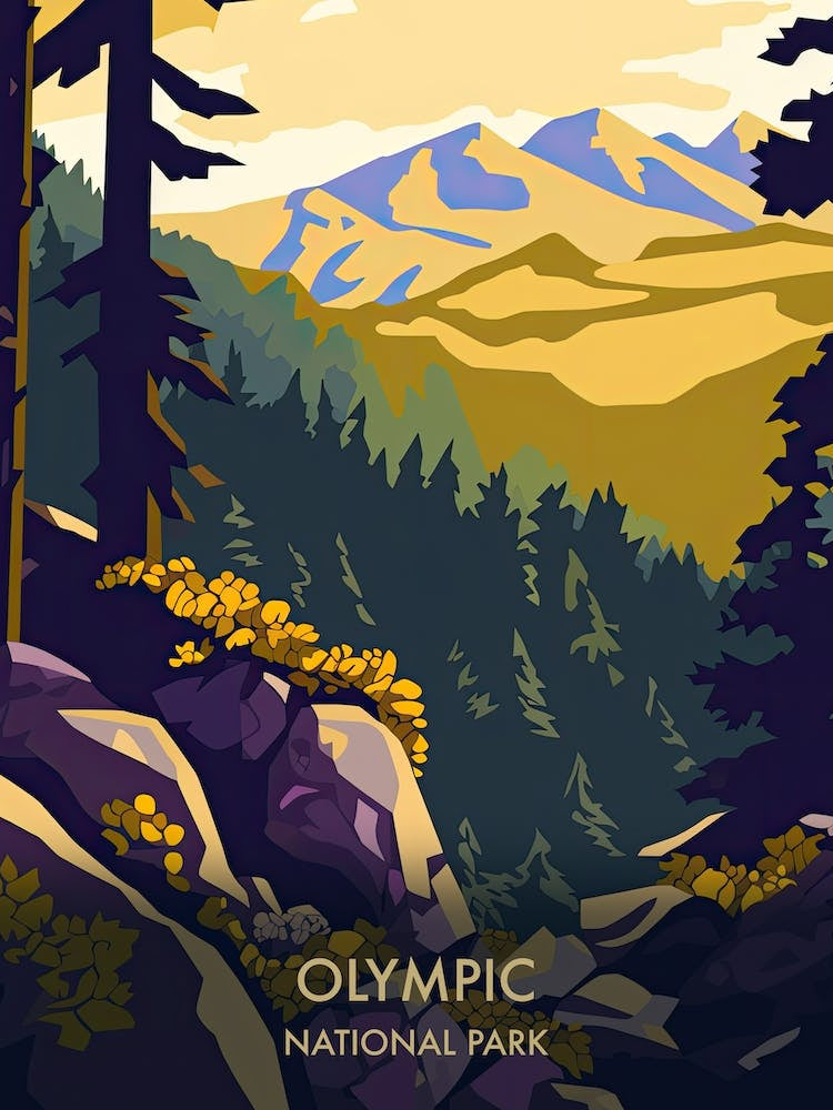 Olympic National Park Travel Poster Matisse Style 3