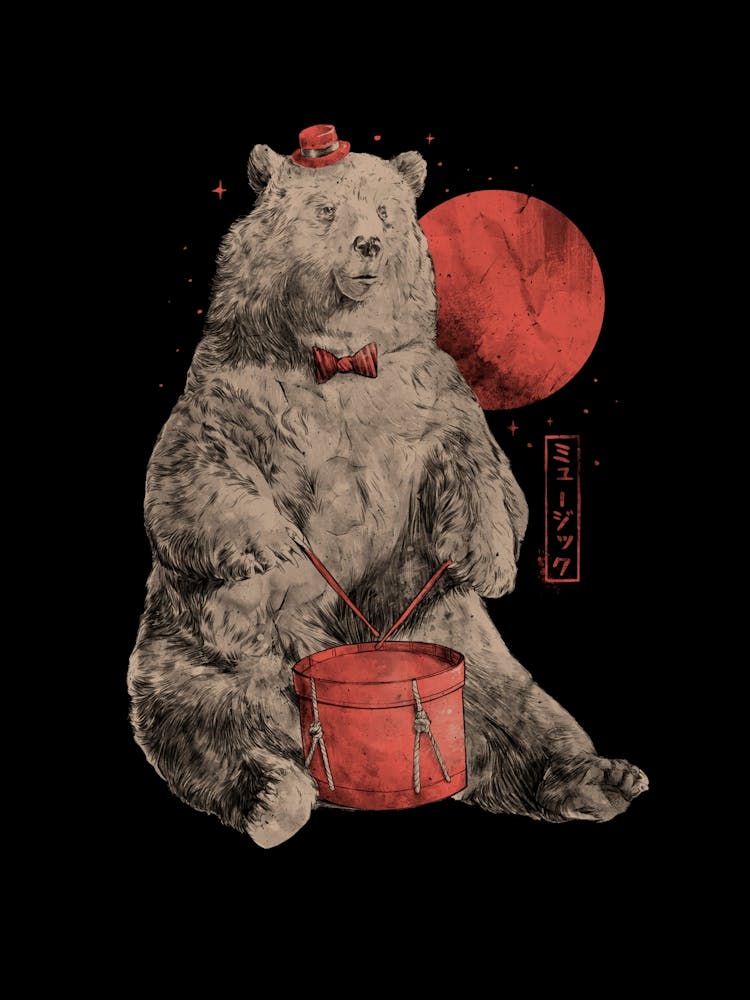 Drum Bear Cute Music Animal 1