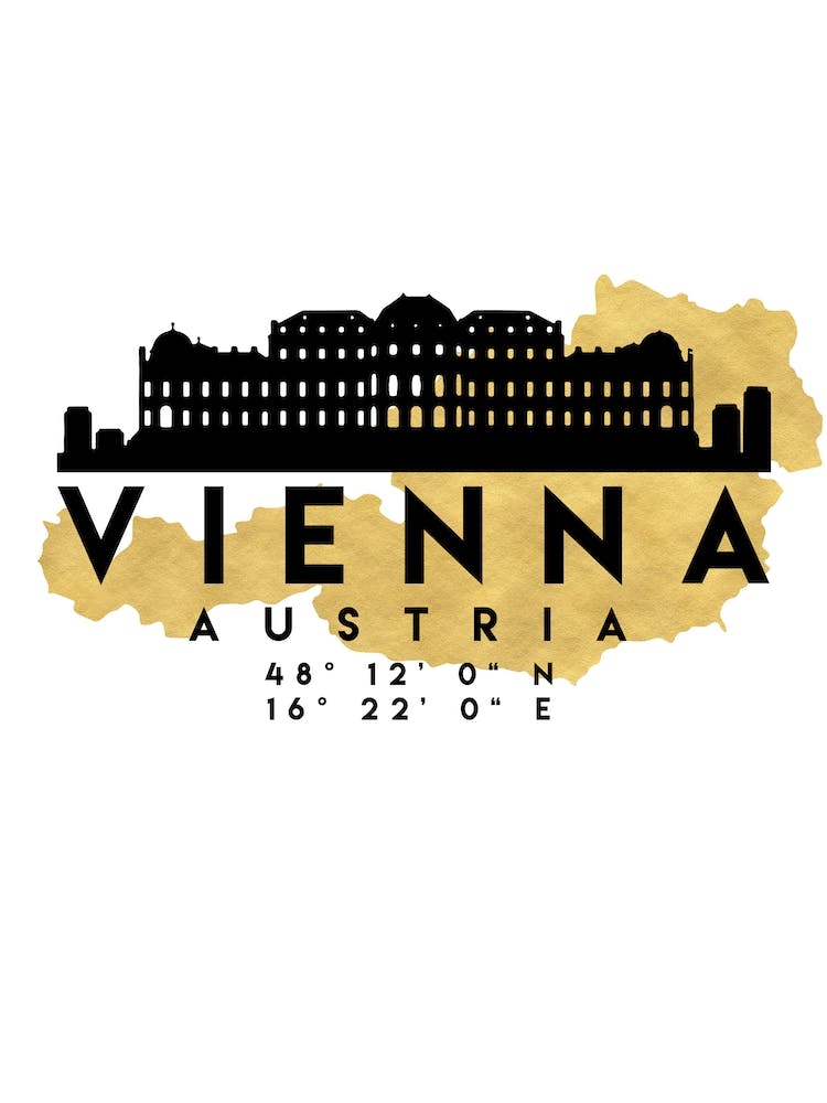 Vienna Austria Silhouette City Skyline Map
