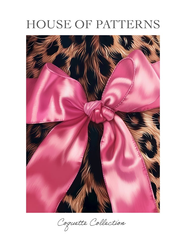 Leopard And Pink Bows 2 Pattern Poster