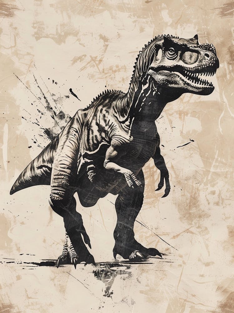 Amargasaurus Detailed Black & Sepia Dinosaur Portrait
