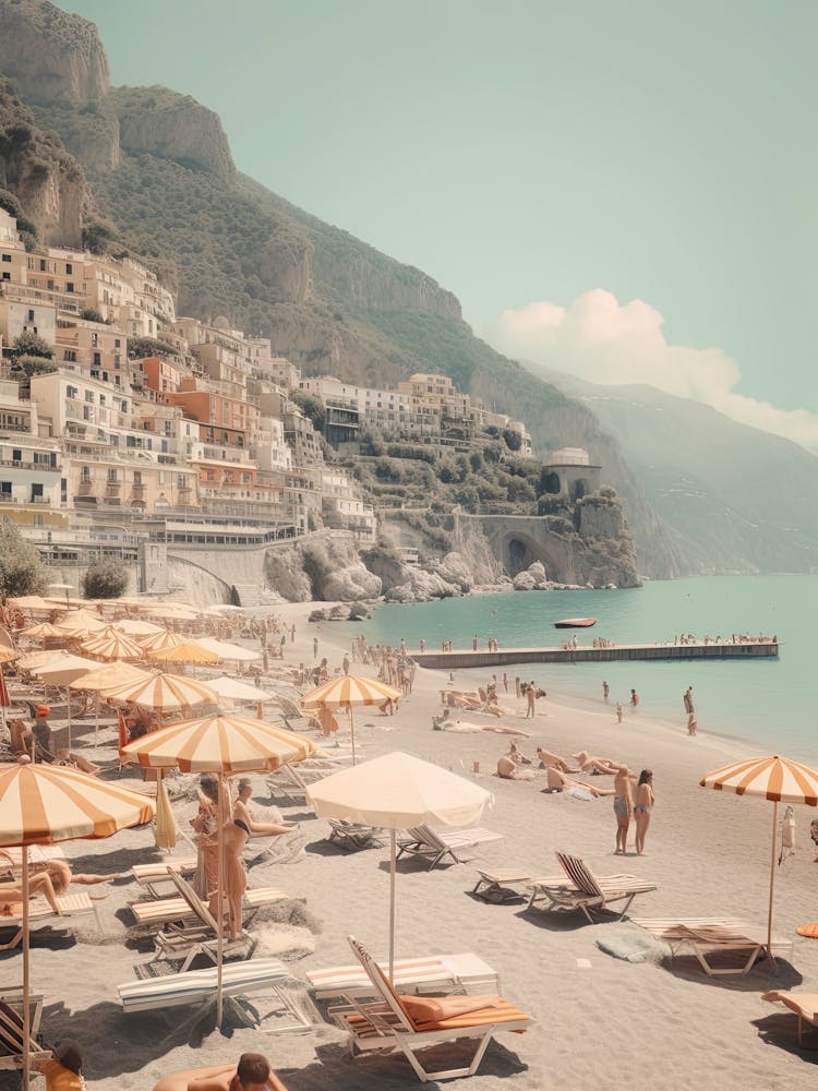 Amalfi Coast Hotel View, Summer Vintage Photography