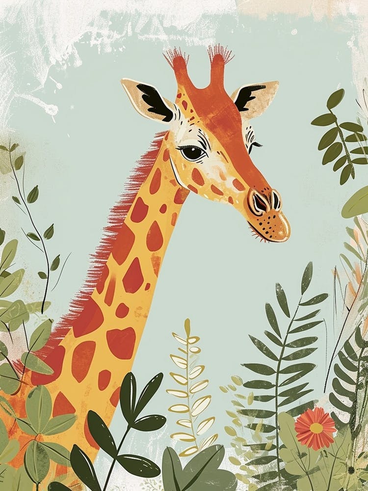 Portrait Of Giraffe Face Colourful Portrait 1