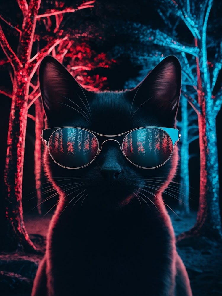 Black Cat In Sunglasses