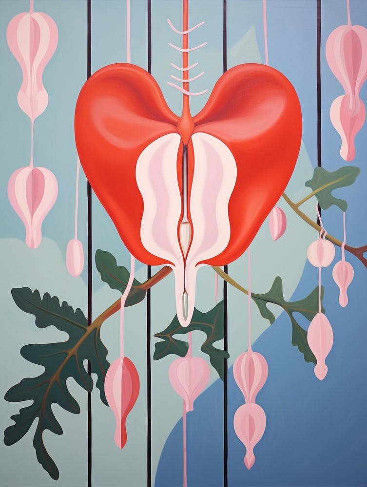 Bleeding Heart Dicentra 1 Hilma Af Klint Inspired Pastel Flower Painting