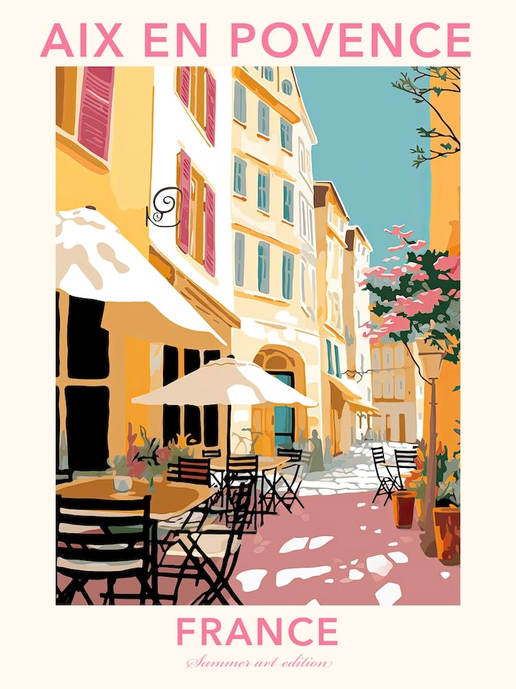 Aix En Povence, France, Flat Pastels Tones Illustration 2 Poster