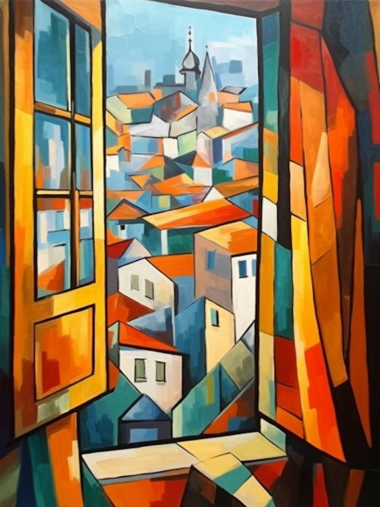 Window View Of Paris Of In The Style Of Cubism 4