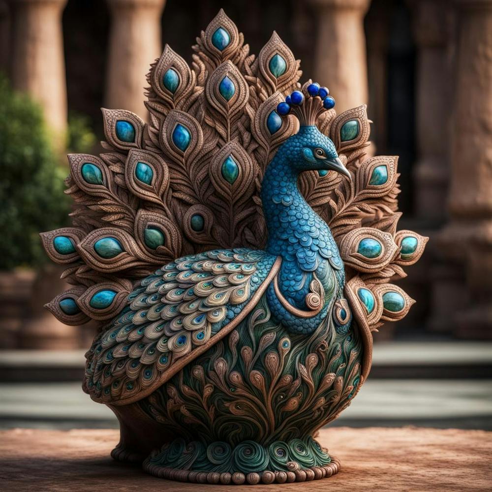 Peacock Clay Outdoor Decor
