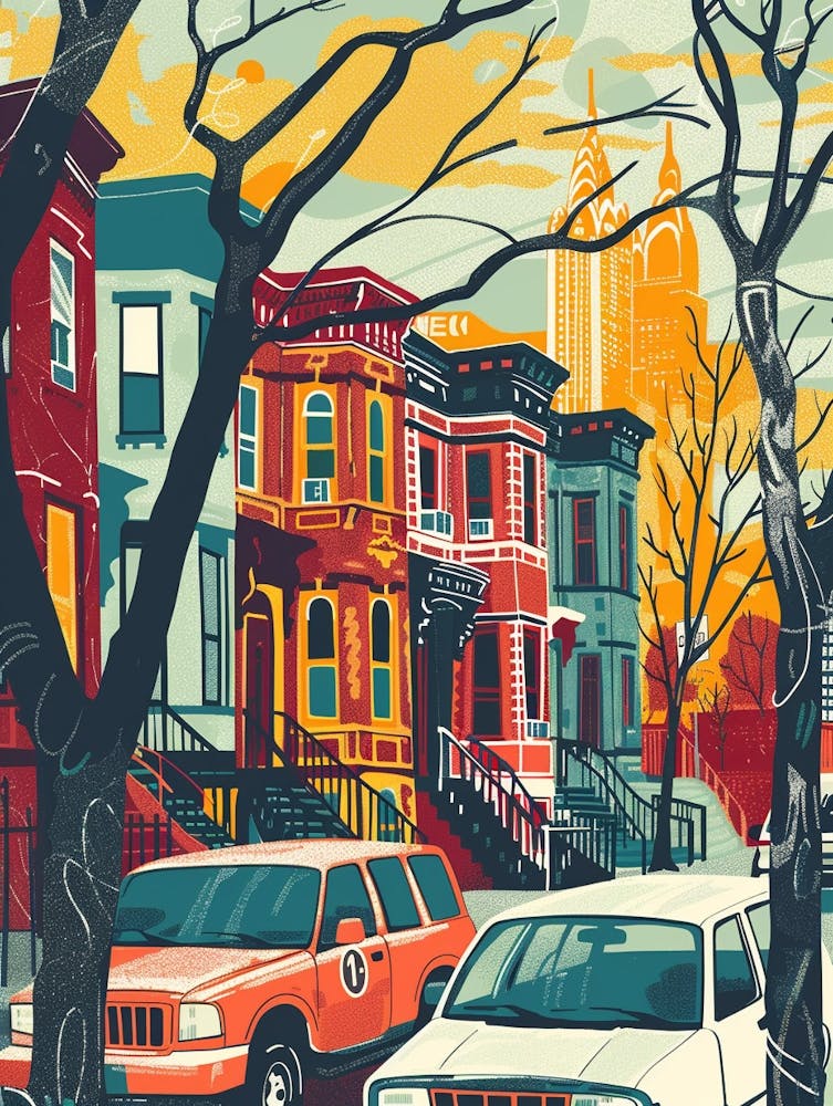 Stapleton New York Colourful Silkscreen Illustration 4