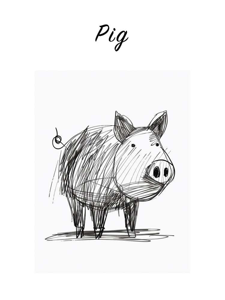B&W Pig Poster