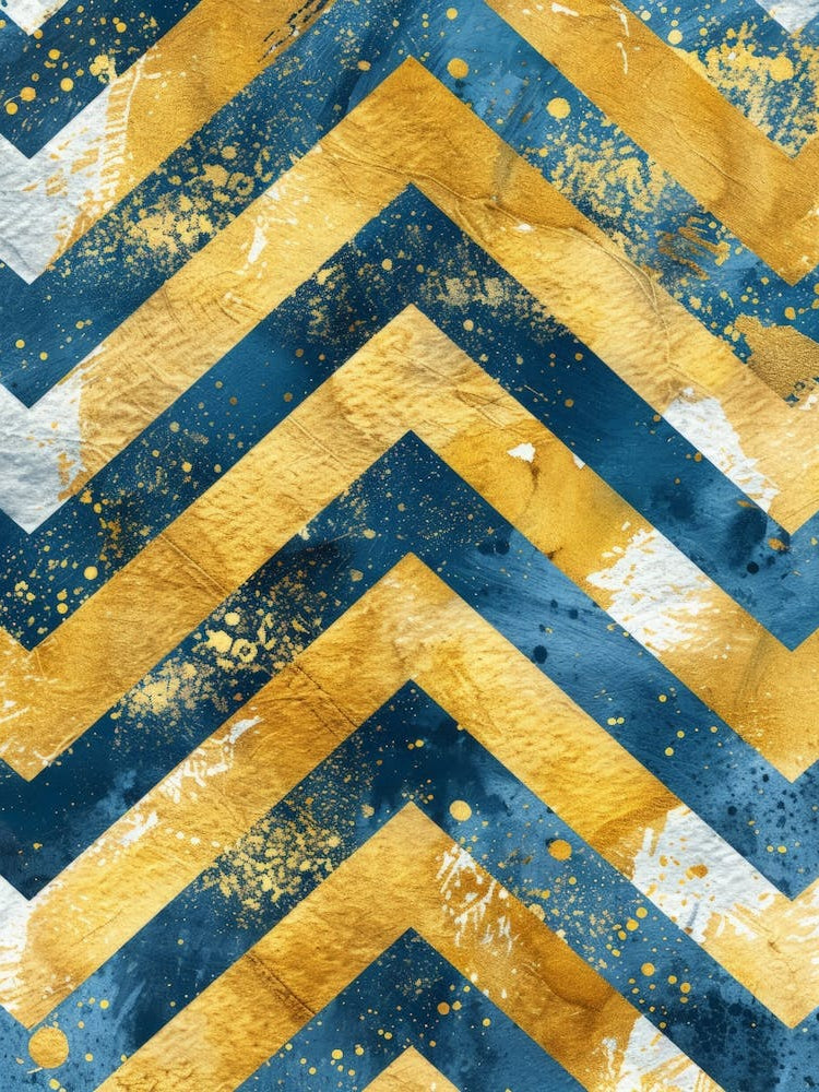 Gold And Blue Chevron
