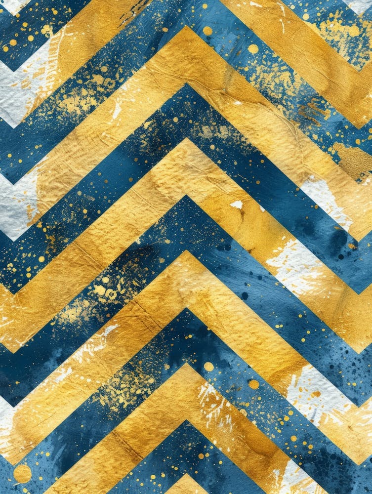 Gold And Blue Chevron