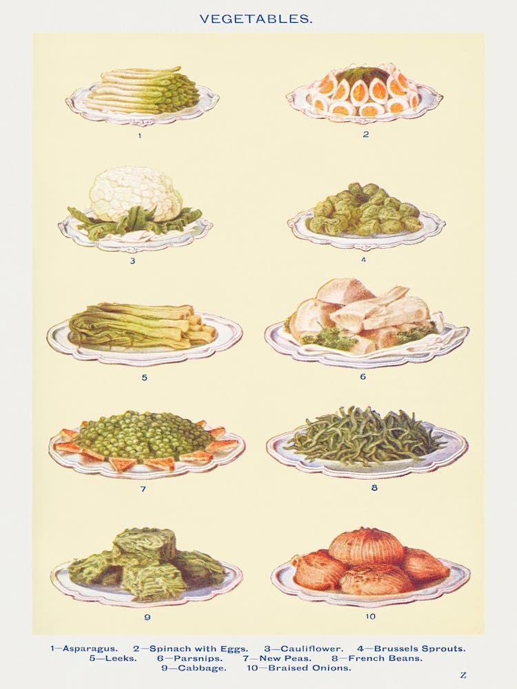 Vegetables Asparagus, Spinach With Eggs