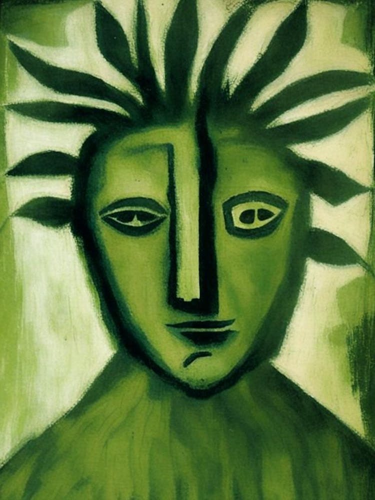 Green Man Symbol 1, Abstract Painting