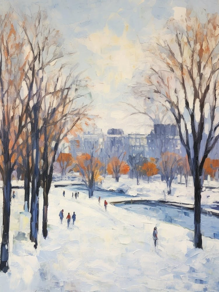 Winter City Park Painting Parc Jean Drapeau Montreal Canada 2