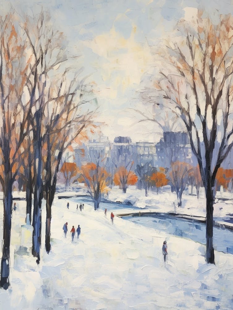 Winter City Park Painting Parc Jean Drapeau Montreal Canada 2