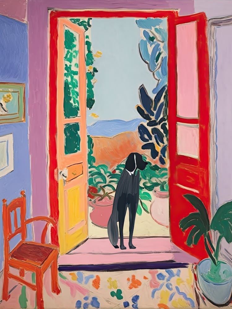 Open Window Black Dog