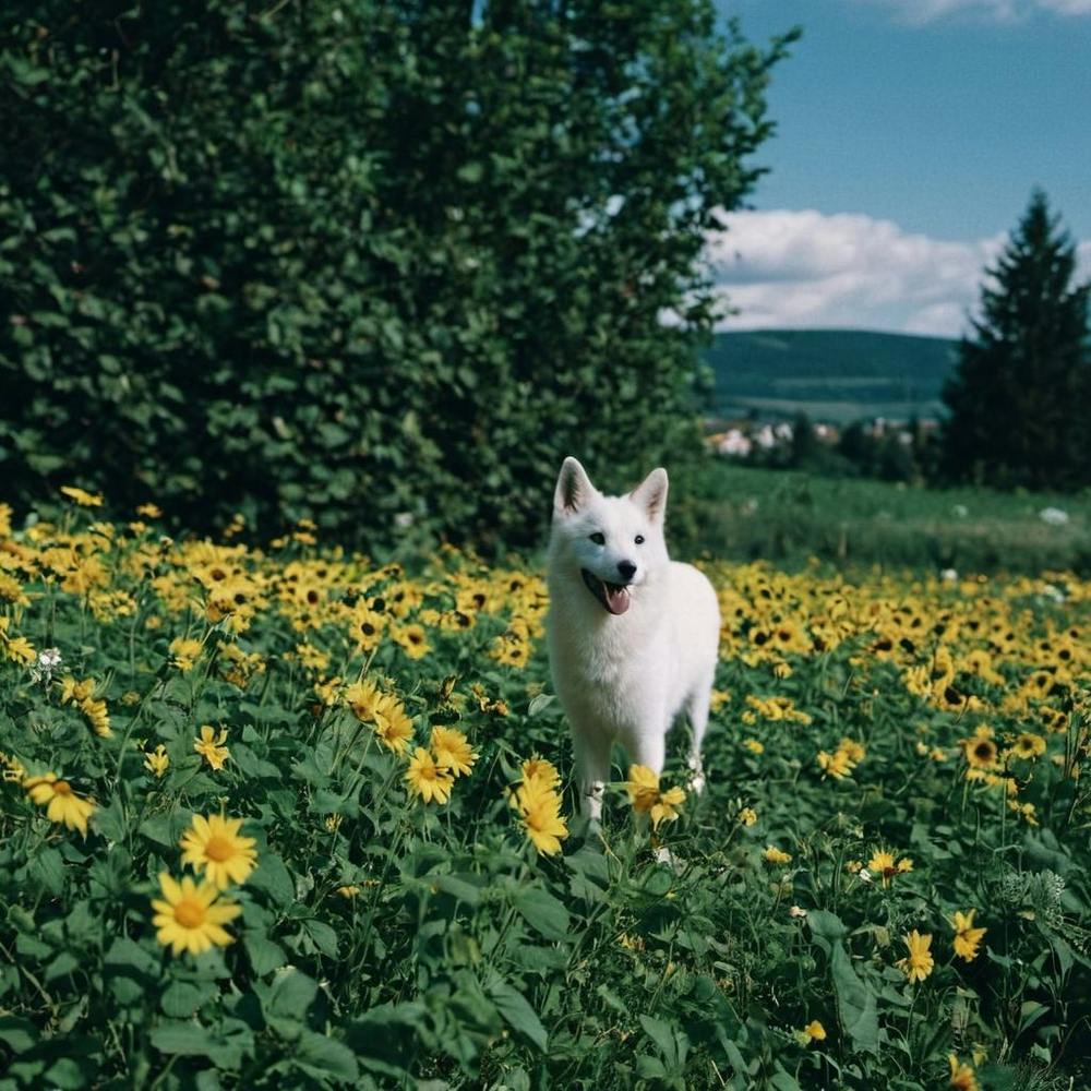 White Dog In A Field
