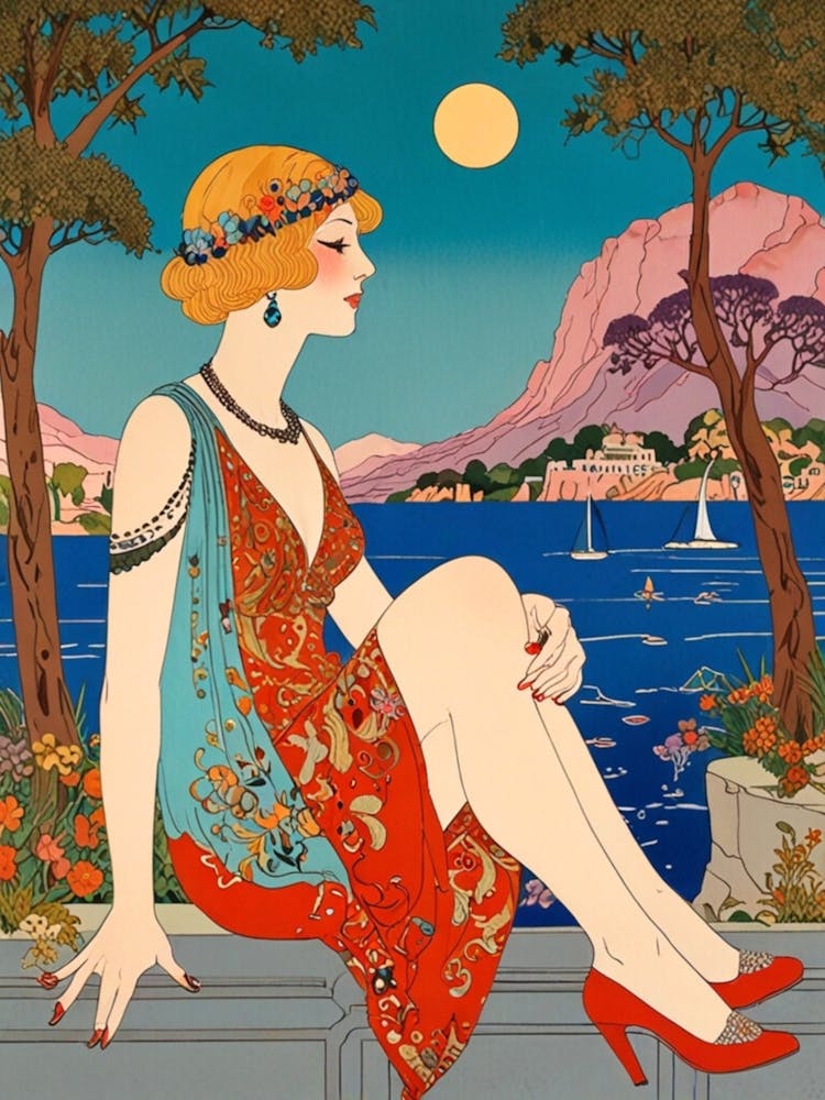 Woman Sitting On A Balcony