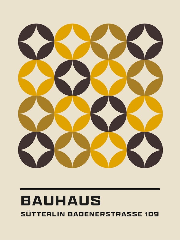 Bauhaus Minimalist Abstract Print 6 Mustard