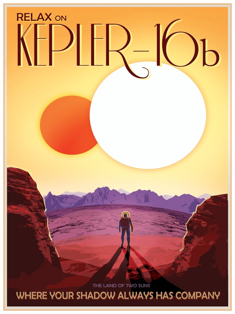 Kepler -16b NASA Space Vintage Style Poster