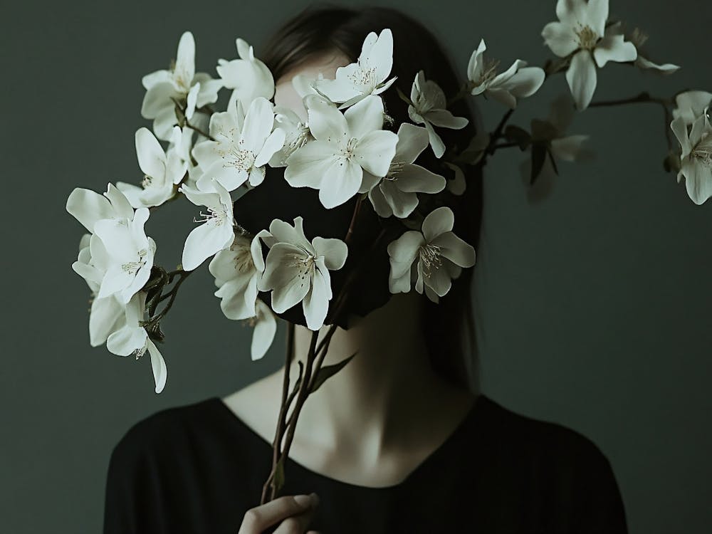 Woman With Flowers On Her Face 1