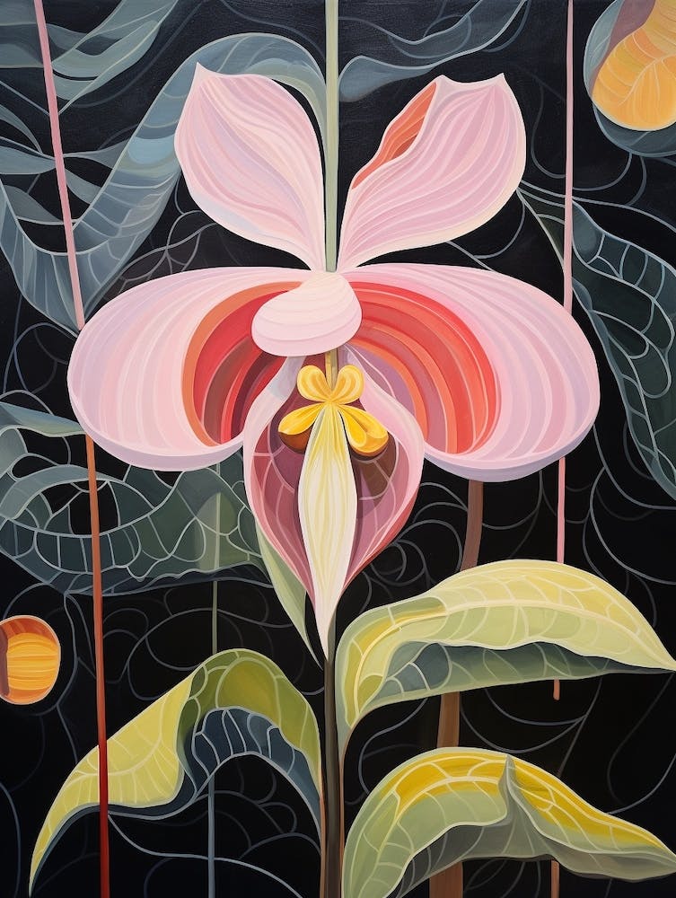 Orchid 3 Hilma Af Klint Inspired Flower Illustration