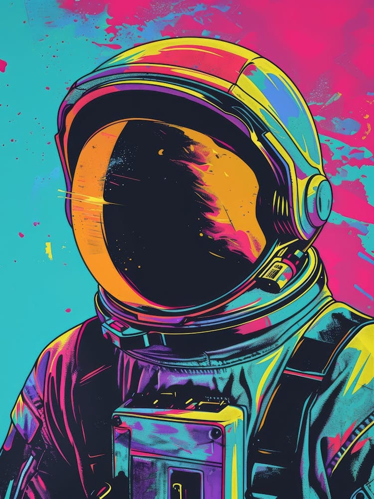 Astronaut In A Helmet In Pop Art Style4