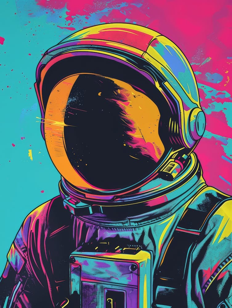 Astronaut In A Helmet In Pop Art Style4