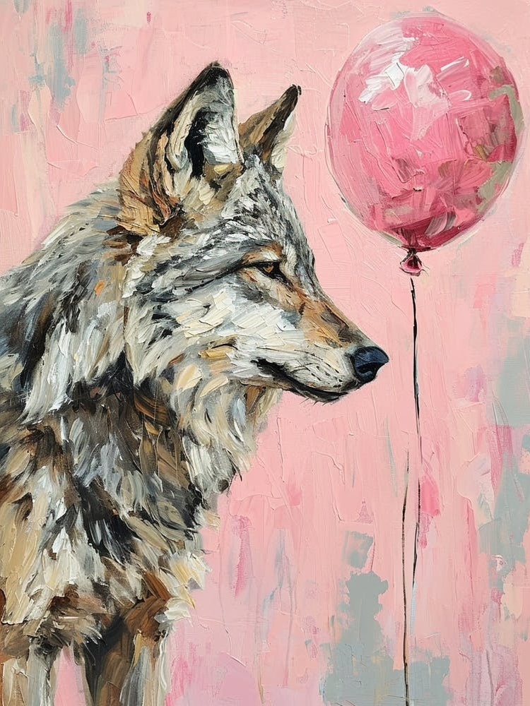 Cute Timber Wolf 3 With Balloon