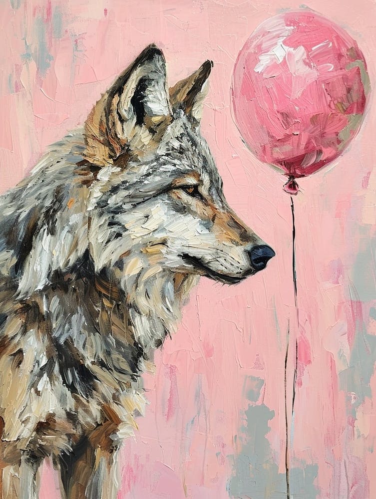 Cute Timber Wolf 3 With Balloon