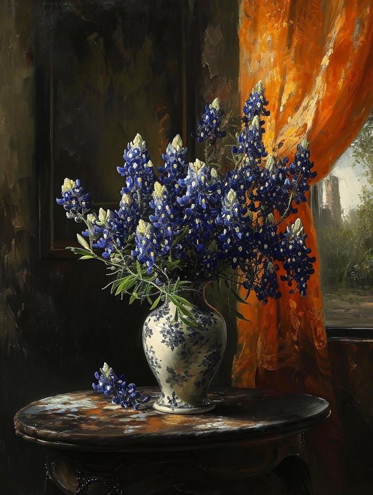 Baroque Floral Still Life Bluebonnet 1