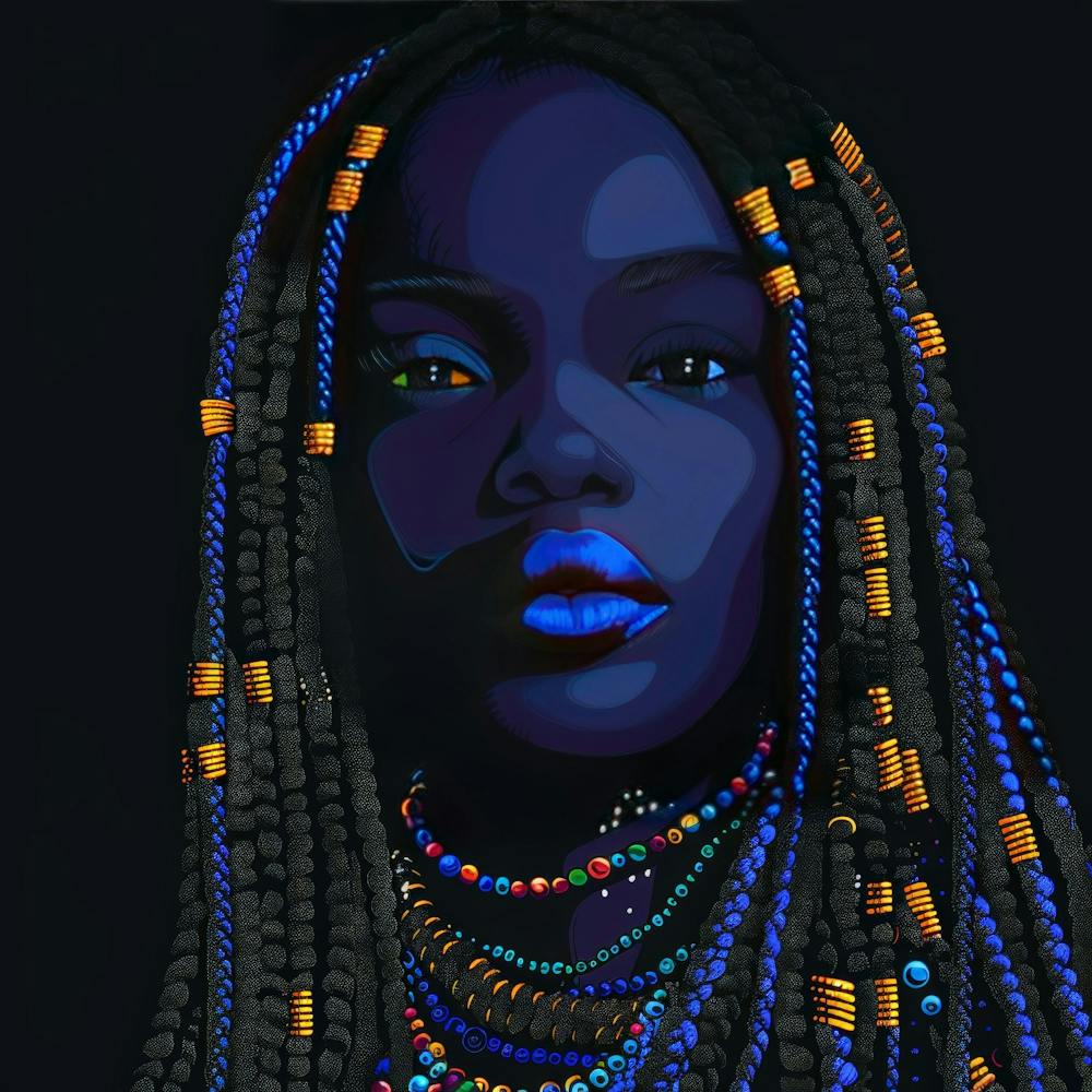 African Woman With Blue Hair