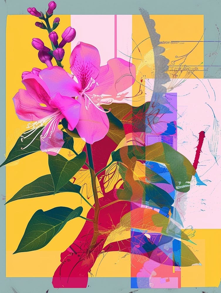Lilac 4 Neon Flower Collage