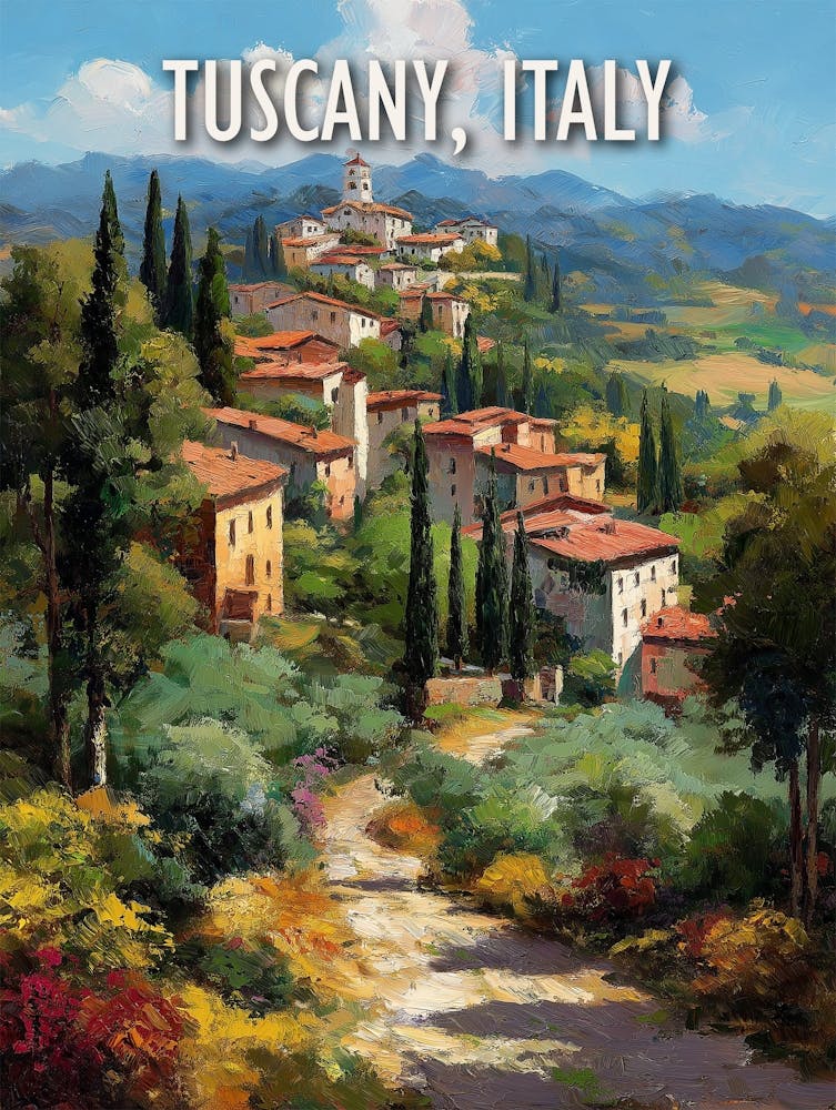 Tuscany at Sunset - Italy Travel Art Poster