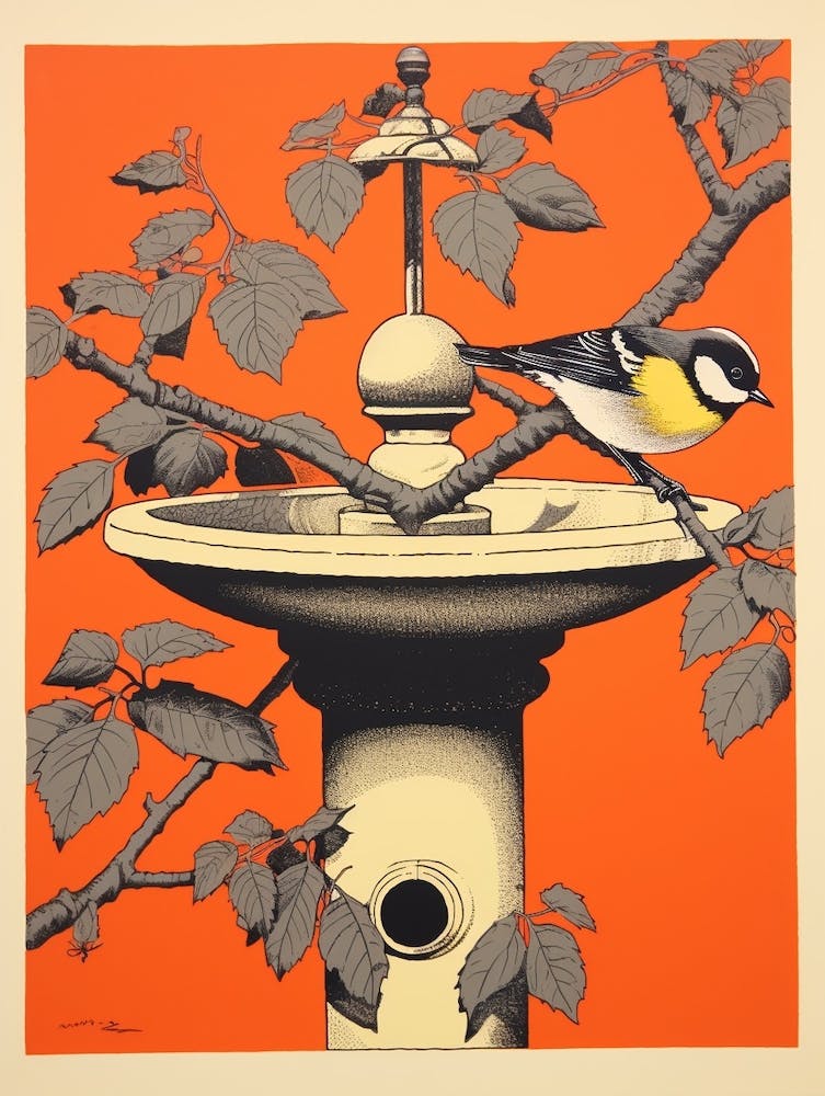 Bird And Bird Feeder Floral 2