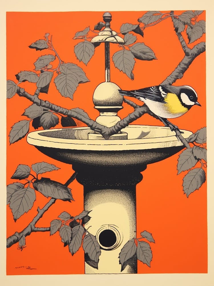 Bird And Bird Feeder Floral 2