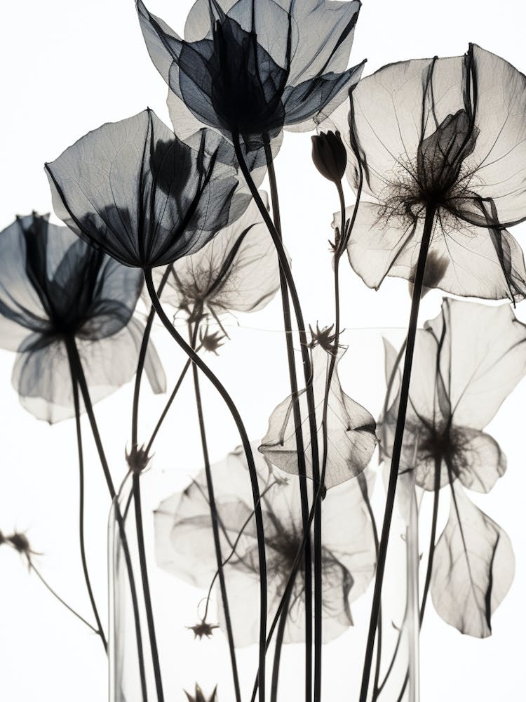 Glass Vase With Flowers White Ba