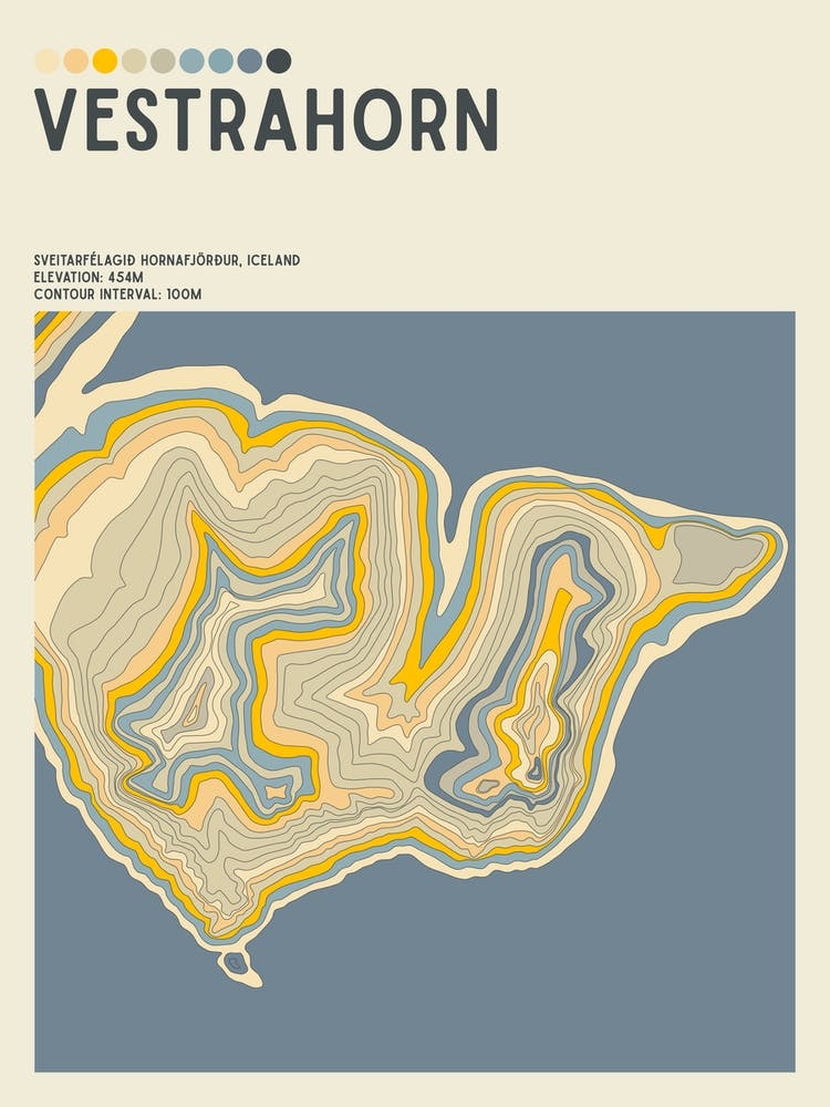 Vestrahorn Iceland Topographic Contour Map