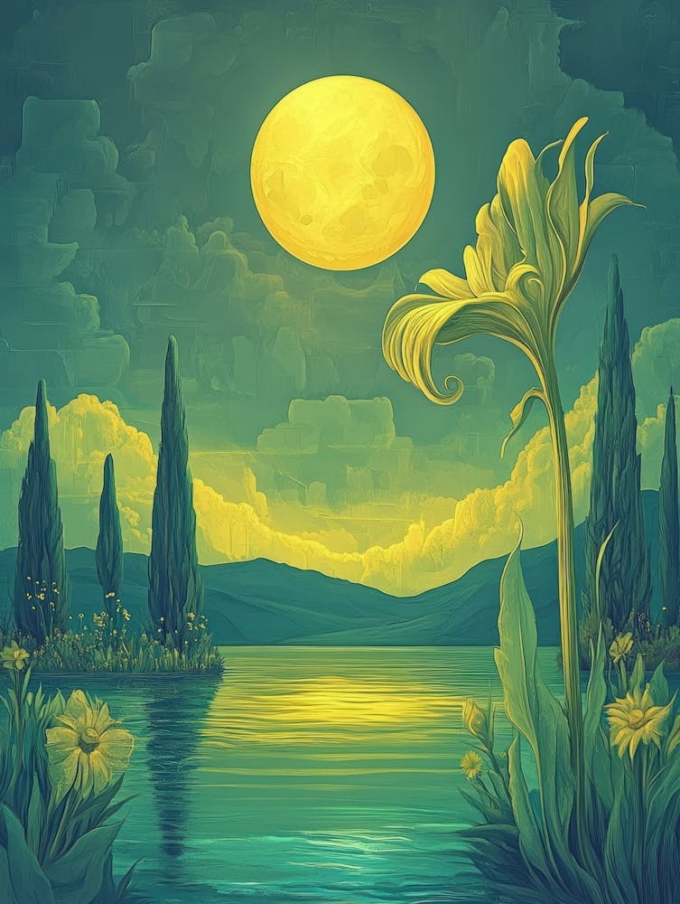 Moonlight Over Lake