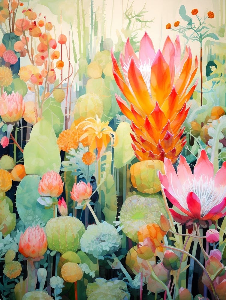 Tropical Plant Painting Pencil Cactus 1