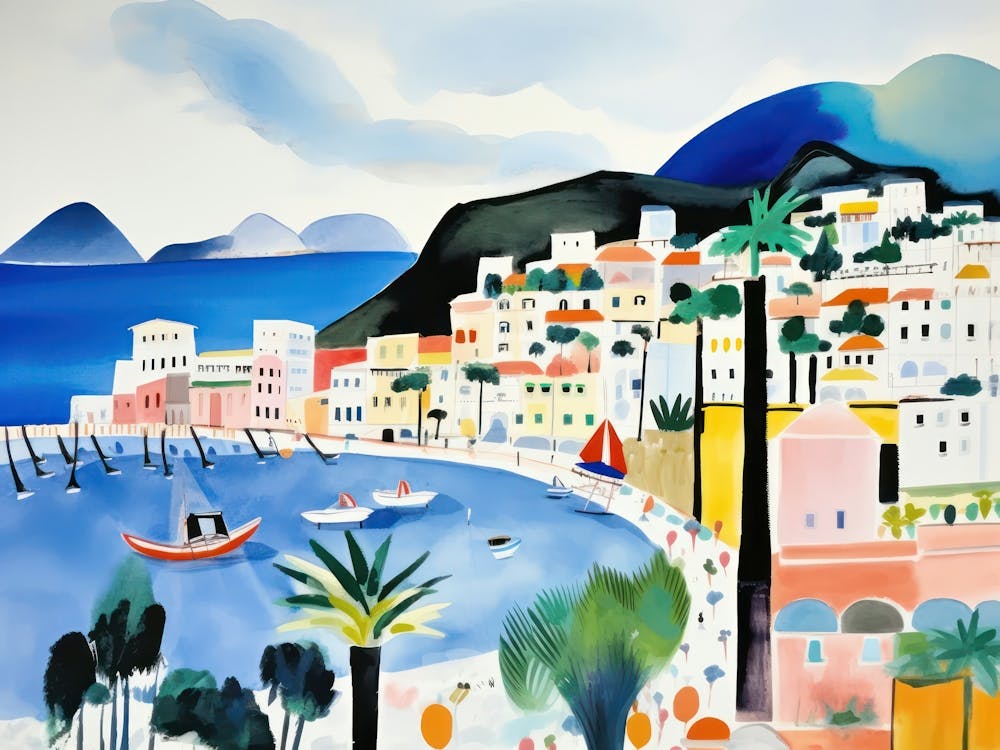 Amalfi Coast Cute Watercolour Illustration 3