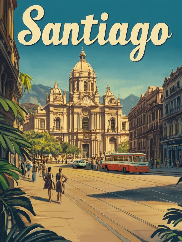 Aihrgdesign A Classic 1960s Travel Poster For Santiago 2
