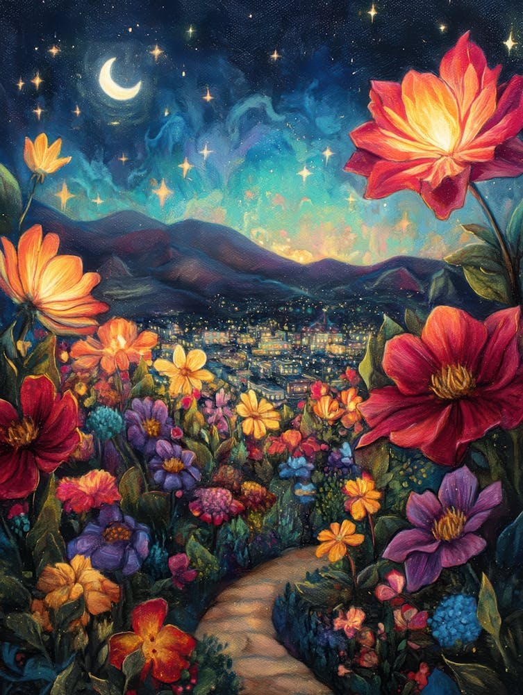 Flower Garden At Night 1