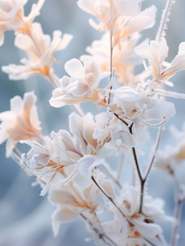 Frosty Botanical Peacock Flower
