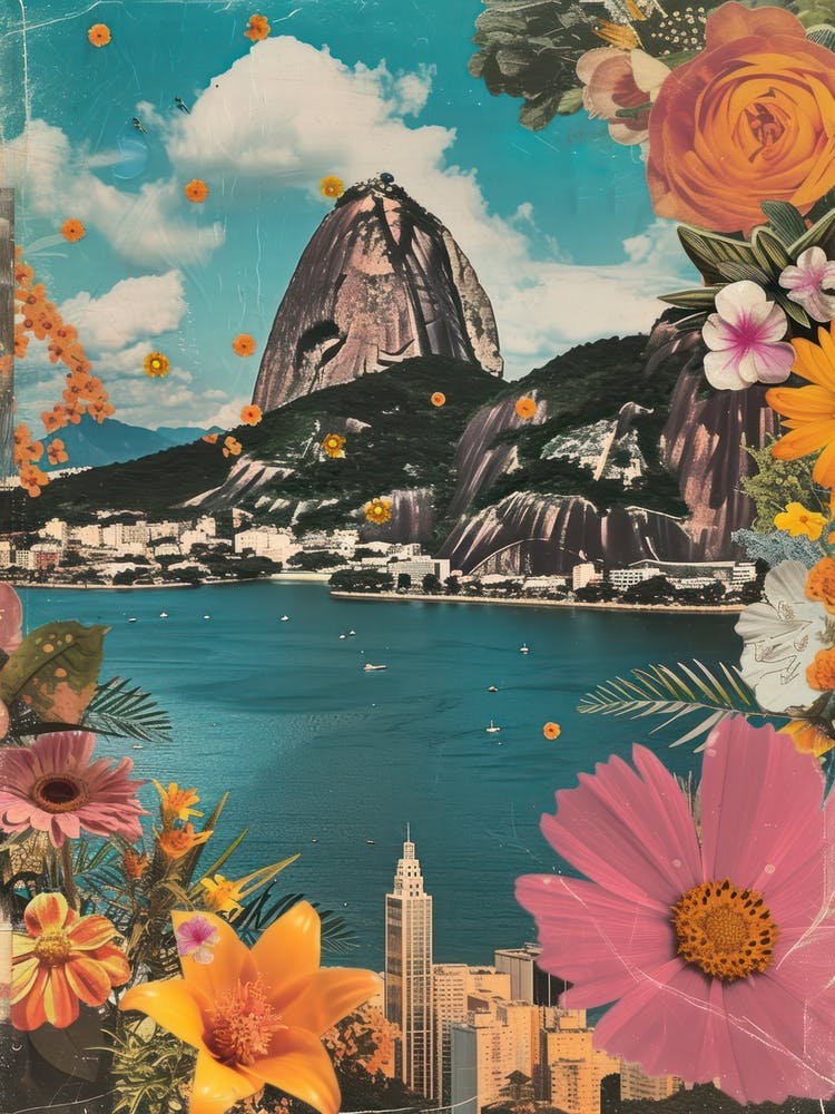 Rio De Janeiro   Floral Retro Collage Style 1